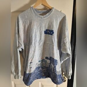 Disney Star Wars Hoth Spirit Jersey Ice Planet AT-AT Washed Long Sleeve Size S